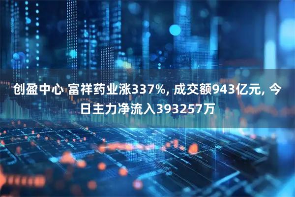 创盈中心 富祥药业涨337%, 成交额943亿元, 今日主力净流入393257万