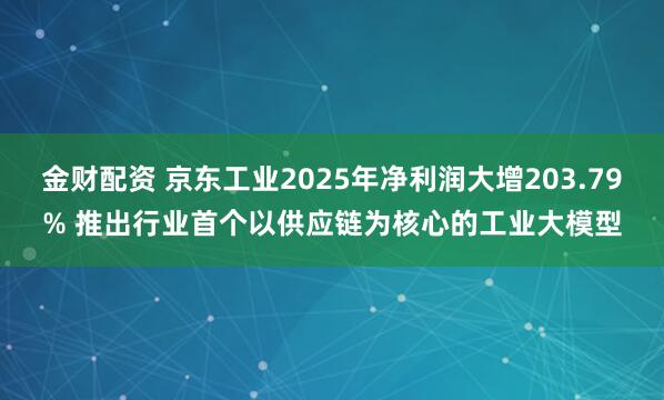金财配资 京东工业2025年净利润大增203.79% 推出行业首个以供应链为核心的工业大模型
